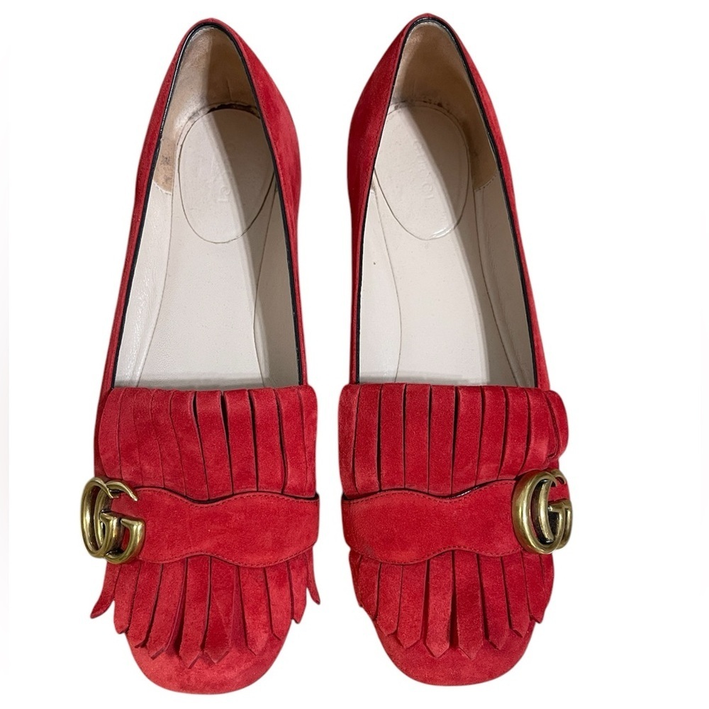 Gucci Marmont Red Fridge Ballet Flats Loafers